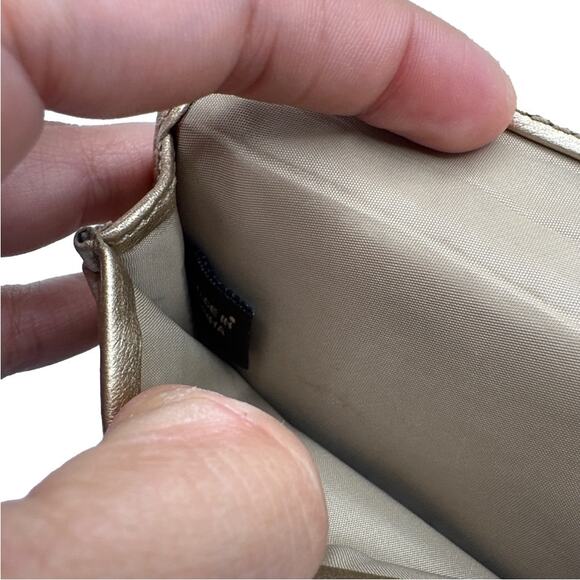 COACH Signature Gold and Brown Card Case Wallet - Picture 6 of 8